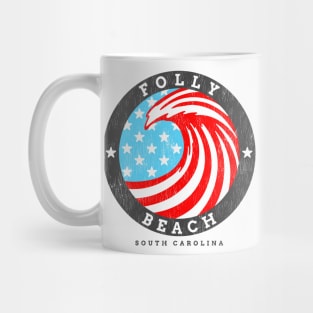 Folly Beach, SC Summertime Patriotic 4th Pride Surfing Mug